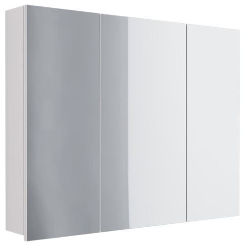 Шкаф зеркальный ALMI, 80 см, 3 дверцы, 6 стеклянных полок, белый