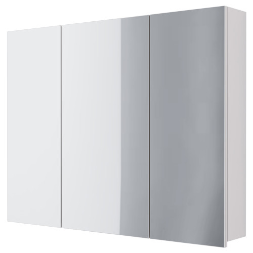 Шкаф зеркальный ALMI, 80 см, 3 дверцы, 6 стеклянных полок, белый