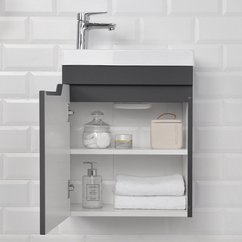 Тумба Итана Alexa 45 455х250х570 подвесная с раковиной Фостер 45 левый Графит (CS00080609)