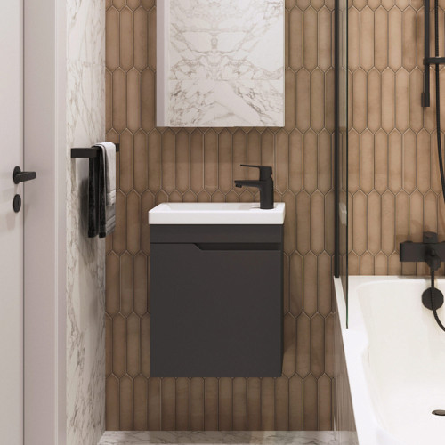 Тумба Итана Alexa 45 455х250х570 подвесная с раковиной Фостер 45 левый Графит (CS00080609)