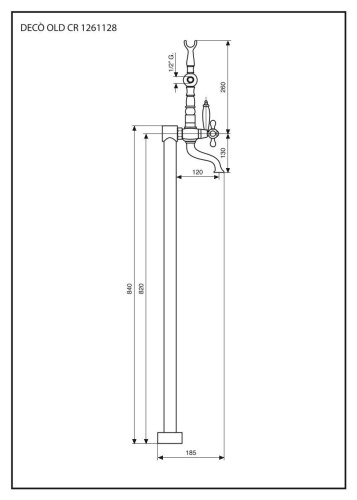 Emmevi Deco Old, смеситель напольный с ручным душем для ванной, цвет хром