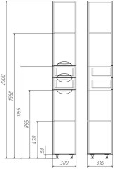 Пенал напольный &quot;Грация&quot; 30 с двумя верхними ящиками В2 левый Домино