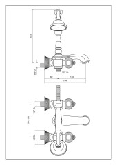 Emmevi The One, смеситель для ванны. Металлические ручки + черные кристаллы Swarovski, цвет бронза