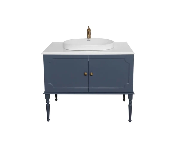Тумба под раковину Atoll Ренессанс 100 серый индиго в Комплект для ванной Atollе с умывальником