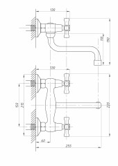 Смеситель для кухни FAUZT FZs-490-07 настенный тип См-МДРНА