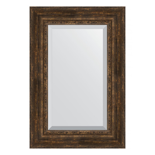 Зеркало настенное с фацетом EVOFORM в багетной раме состаренное дерево с орнаментом, 62х92 см, BY 3430