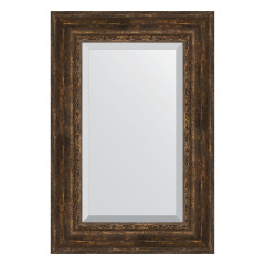 Зеркало настенное с фацетом EVOFORM в багетной раме состаренное дерево с орнаментом, 62х92 см, BY 3430