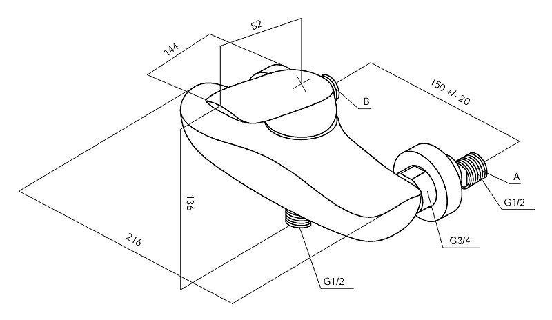 Смеситель для душа AM PM Bliss L F5320000