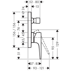 Смеситель для ванны, однорычажный, с рычаговой рукояткой, СМ Metropol 32545000