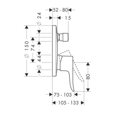 Смеситель для ванны Hansgrohe Metris, однорычажный, внешняя часть (31493000)