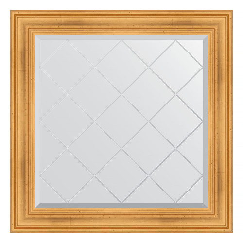 Зеркало настенное с гравировкой EVOFORM в багетной раме травленое золото, 89х89 см, BY 4331