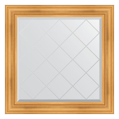 Зеркало настенное с гравировкой EVOFORM в багетной раме травленое золото, 89х89 см, BY 4331