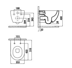 CREAVIT FREE Унитаз подвесной безободковый с биде АНТРАЦИТ