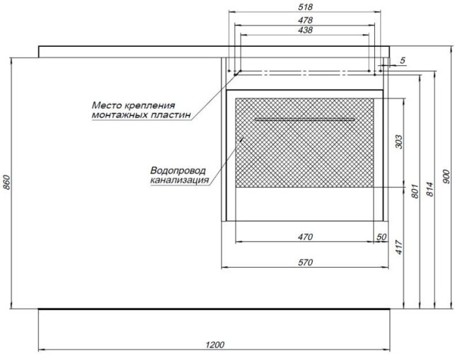Тумба с раковиной Aquanet Августа 120 L дуб сонома