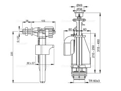 SA08AS 1/2&quot; CHROMВыпускной комплект с двойной кнопкой, нижней пластмассовой подводкой