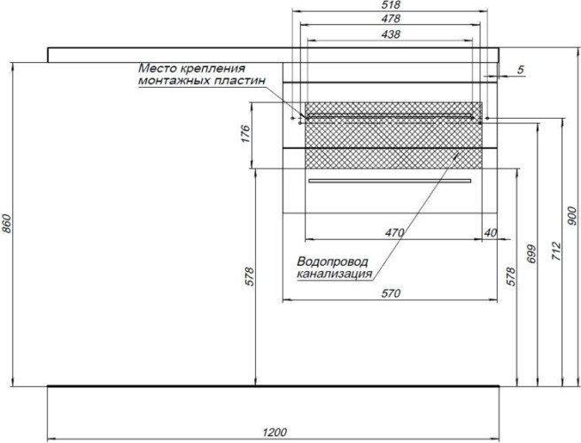 Тумба с раковиной Aquanet Нота 120 R венге