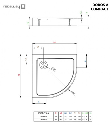 Акриловый поддон для душа Radaway Doros A Compact 80x80x11,5