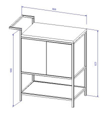 Тумба под раковину напольная Cersanit BOTANIQUE 80 для CREA 50 зелёный