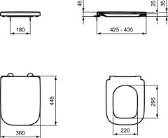 Сиденье с крышкой для унитаза Ideal Standard i.life B с функцией плавного закрытия, дюропласт, металлические шарниры, легкосъемное (T468301)