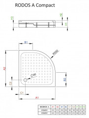Акриловый поддон для душа Radaway Rodos A Compact 91x91x17