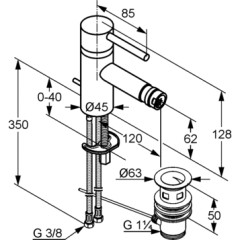 Смеситель для биде KLUDI BOZZ WHITE однорычажный, с донным клапаном, белый матовый (385335376)