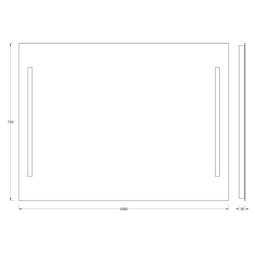 Зеркало настенное c 2-мя встроенными LUM-светильниками Lumline EVOFORM 100х75 см, BY 2019
