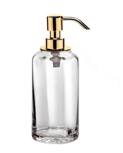 Surya Crystal, дозатор высокий 7х7хh19 см с помпой V6, стекло с эффектом волны, цвет золото