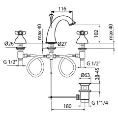 Смеситель для раковины Webert Ottocento OT750101010, золото