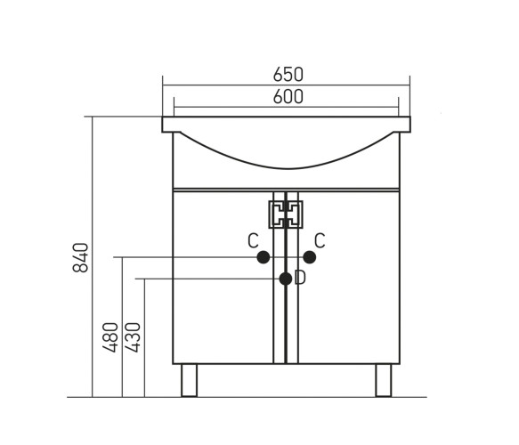 Тумба под раковину Элеганс-65 MIXLINE Квадро-65 (533181)
