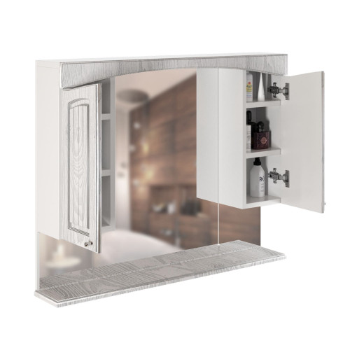 Зеркало-шкаф навесной без подсветки MIXLINE Крит-105 патина серебро (533128)