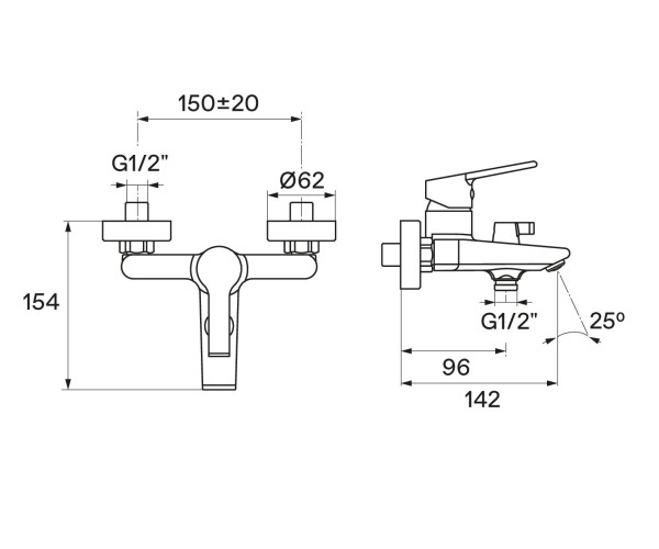 Смеситель Santek Найра для ванны, с аксессуарами, хром (WH5A10001C001)