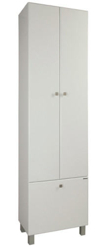 Пенал напольный AQUATON СИМПЛ двухстворчатый, с корзиной для белья, белый (1A137403SL010)