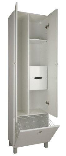 Пенал напольный AQUATON СИМПЛ двухстворчатый, с корзиной для белья, белый (1A137403SL010)