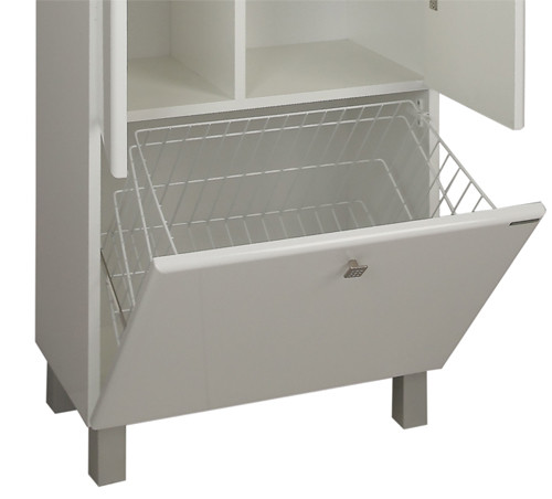 Пенал напольный AQUATON СИМПЛ двухстворчатый, с корзиной для белья, белый (1A137403SL010)