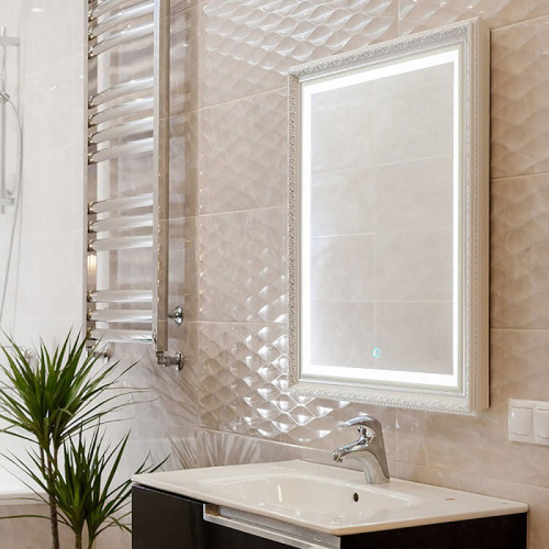 Зеркало AZARIO Марсель LED 630х780 серебро, c подсветкой и диммером, сенсорный выключатель (ФР-00000910)