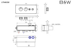 Комплект встроенного смесителя Black&amp;White U7646GM