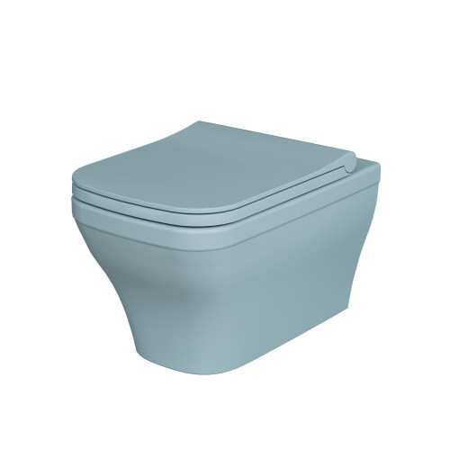 Унитаз Benefit 203T20801R (535*340*360) ГОЛУБОЙ МАТОВЫЙ подвесной БЕЗОБОДКОВЫЙ с тонкой крышкой