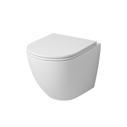 Унитаз Grossman GR-4455MS (490*370*360) БЕЛЫЙ МАТОВЫЙ подвесной БЕЗОБОДКОВЫЙ с тонкой крышкой