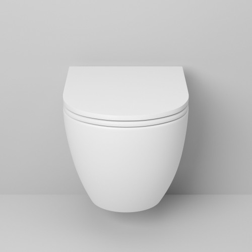 Унитаз Grossman GR-4455MS (490*370*360) БЕЛЫЙ МАТОВЫЙ подвесной БЕЗОБОДКОВЫЙ с тонкой крышкой