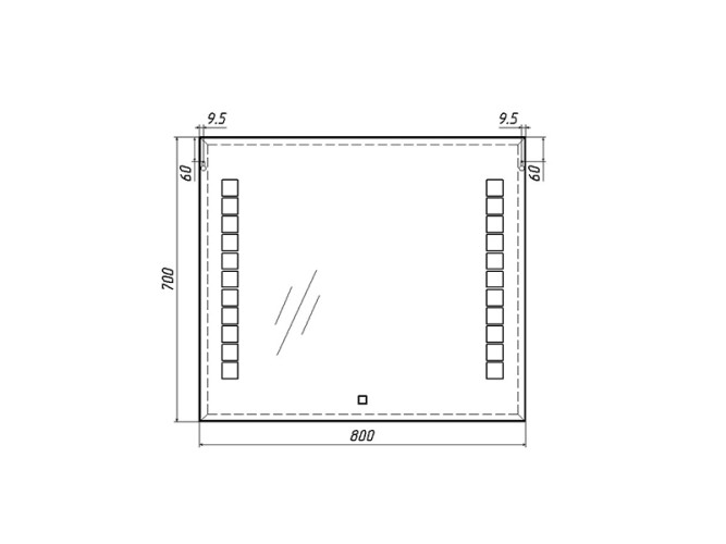 Зеркало Quadro 80 alum с подсветкой Sansa