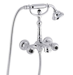 Emmevi The One, смеситель для ванны. Металлические ручки + черные кристаллы Swarovski, цвет хром