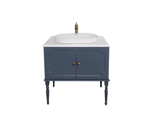 Тумба под раковину Atoll Ренессанс 80 серый индиго в Комплект для ванной Atollе с умывальником