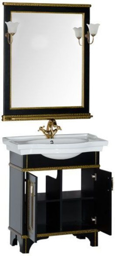 Мебель для ванной Aquanet Валенса 80 черный краколет/золото