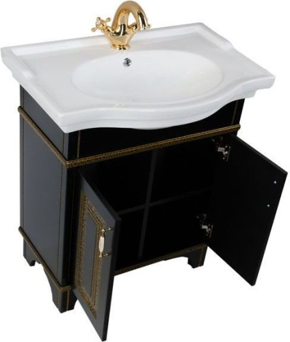 Мебель для ванной Aquanet Валенса 80 черный краколет/золото
