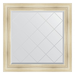 Зеркало настенное с гравировкой EVOFORM в багетной раме травленое серебро, 89х89 см, BY 4332