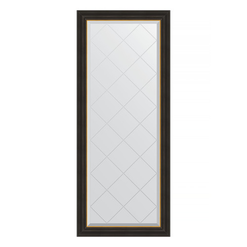 Зеркало настенное с гравировкой EVOFORM в багетной раме чёрное дерево с золотом, 64х154 см, BY 4532