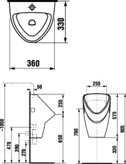 Писсуар LIVO с внешним подводом воды, сифон, уст.компл