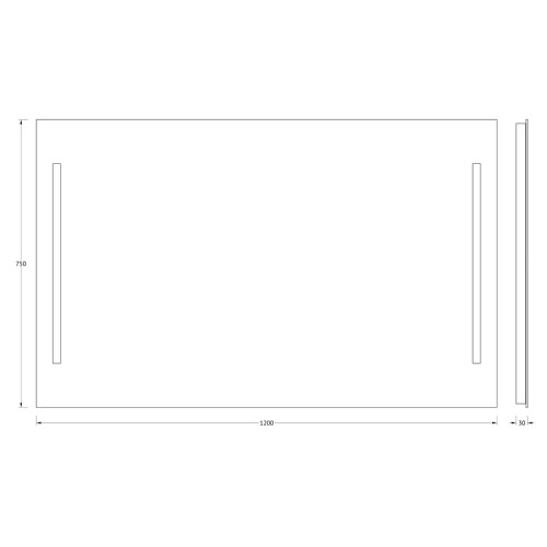 Зеркало настенное c 2-мя встроенными LUM-светильниками Lumline EVOFORM 120х75 см, BY 2020