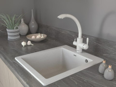 Смеситель для кухни Paulmark Essen, бежевый, две воды, Es213001-328, Paulmark