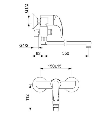 Смеситель для ванны и душа OrasPolara, поворотный излив, хром (1446Y)